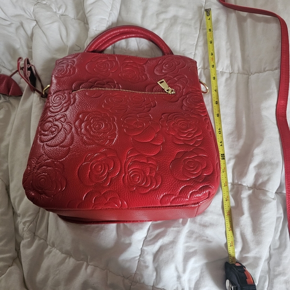 Embossed Red leather purse